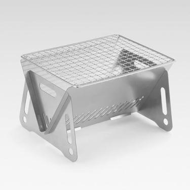 Imagem de Mini grelha portátil, grelha dobrável ao ar livre, churrasqueira a carvão de aço inoxidável, montagem rápida, mini fogão para acampamento, piqueniques, cozinha(Small)