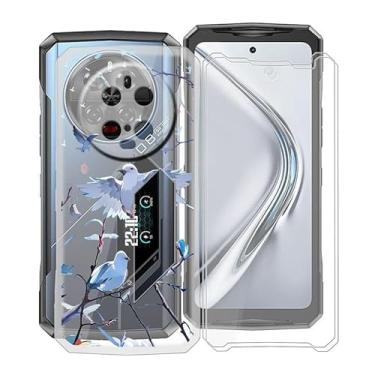Imagem de KJYFOANI Capa para Doogee V40 Pro + pacote com 2 protetores de tela de vidro temperado, capa protetora de silicone macio transparente, capa traseira ultrafina antiqueda para Doogee V40 Pro (6,7