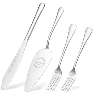 Imagem de Galaxozent Presentes de casamento para casais 2024, conjunto de faca e servidor de bolo de casamento prata, conjunto de corte de bolo para casamento, chá de panela, presentes de noivado para Sr. e