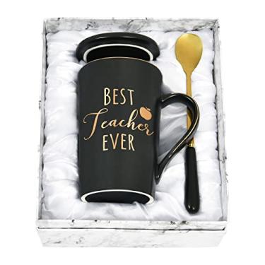 Imagem de Cabtnca Presentes para professores, caneca de café Best Teacher Ever (Best Teacher Ever), presente de apreciação do professor para homens e mulheres, Dia das Mães, presente de aniversário de Natal para professores, caneca de professor, 410 ml