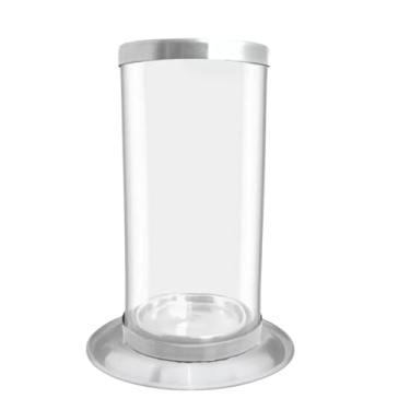 Imagem de Copo Suporte Vela 7 Dias Vidro Alumínio Anti Chamas Castiçal