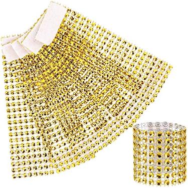 Imagem de acDesign 140 Peças de Anéis de Guardanapo de Strass, Porta-Guardanapos de Malha de Strass para Recepções de Casamento Ou Adorno de Porta-Guardanapos (Dourado)