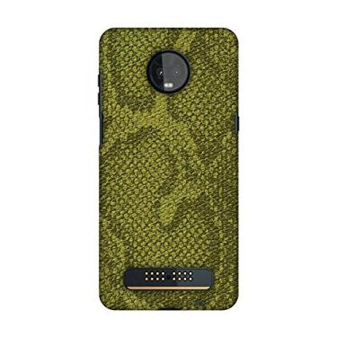 Imagem de AMZER Capa rígida de encaixe feita à mão com ajuste fino para Motorola Moto Z3 Play - pele verde oliva HD cor