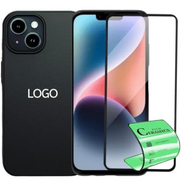 Imagem de Kit Película Premium 9D Cerâmica e Capa Capinha VELUDO preta Compatível Com iPhone 14 Plus