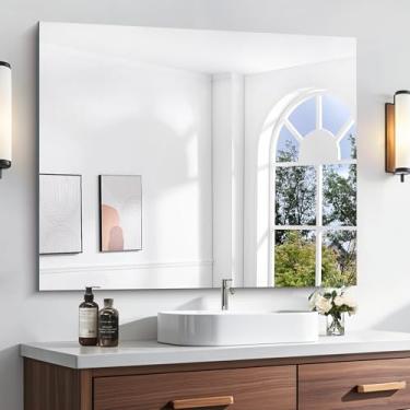 Imagem de KOCUUY Espelho sem moldura, espelho de banheiro de 76.2 cm x 91.4 cm para pia, espelho de vaidade sem moldura, espelho retangular grande para parede, à prova de estilhaçamento atualizado, espelho de