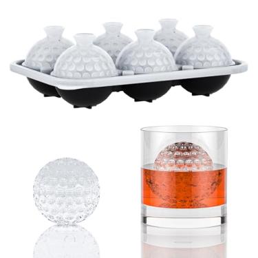 Imagem de Bandeja para cubos de gelo 3D com funil para presente de golfe com 6 câmaras, 5,6 cm, formas divertidas de silicone, formas divertidas de bola de gelo, para resfriar uísque, coquetéis, bourbon,