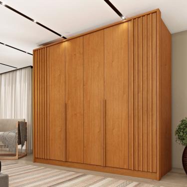 Imagem de Guarda Roupa 6 Portas Ripado Nova York 244x232x56 Cm Cinamomo
