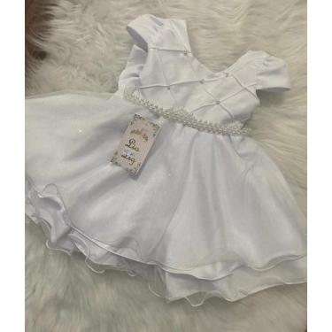 Imagem de Vestido infantil batizado bebe branco recem nascido a 1 ano - LUXO KID