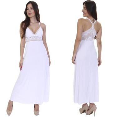 Imagem de Camisola Jade Longa de Microfibra Light e Renda Feminino - Biografia d