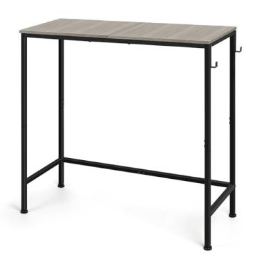 Imagem de Mesa de console estreita pequena mesa de entrada atrás da mesa de sofá fina e estreita mesa de sofá de fazenda corredor para entrada, sala de estar, hall de entrada, quarto, corredor, escritório, cinza