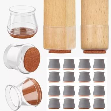 Imagem de KIT 16 PROTETOR DE SILICONE COM FELTRO FLEXIVEL PEZINHO PARA CADEIRA MESA E MOVEIS COZINHA SERVE PÉ REDONDO OU QUADRADO SEM RUIDOS E ARRANHOES NO PISO NÃO RISCA RESISTENTE UNIVERSAL (CINZA)
