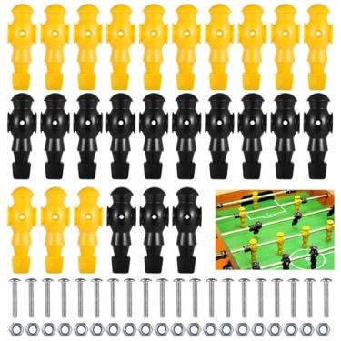 Imagem de 26 peças de reposição masculinas de pebolim de resina, conjunto de jogador de futebol de mesa para pebolim de torneio (preto e amarelo)