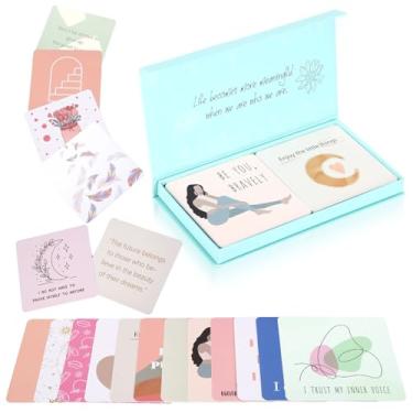 Imagem de Cartões de afirmação - Cartões motivacionais e inspiradores diários para mulheres, cartões de afirmação positiva para mulheres, 50 cartões diários de meditação com caixa portátil, afirmações diárias