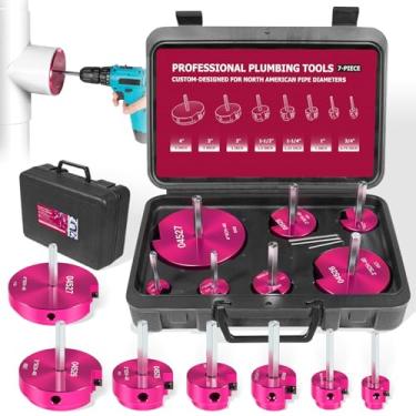 Imagem de 7 peças de alargador de tubo de PVC, kit de ferramentas de encanamento de encaixe de tubo de PVC de plástico se encaixa em brocas padrão de 1/5.1 cm, inclui PPR75, PPR100, PPR125, PPR150, PPR200,