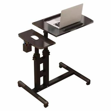 Imagem de Mesa com rodinhas ajustável, mesa de pé portátil com rodas e mesa inclinada, mesa sobre a cama para escritório em casa, laptop móvel para sofá com suporte de copo