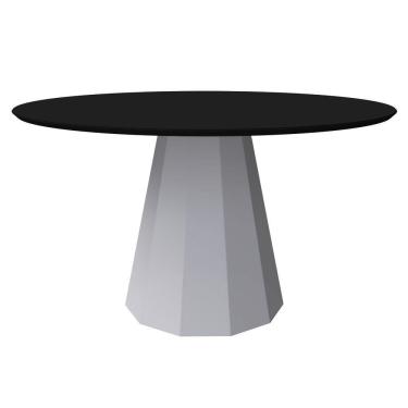 Imagem de Mesa De Jantar 6 Lugares 1,35m Tampo Vidro Off White Preto