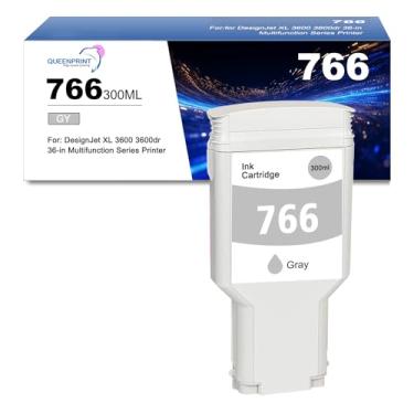 Imagem de QUEENPRINT High speed printing Cartucho de tinta cinza 766 P2V93A 766 GY DYE de substituição para cartucho de tinta 766 para impressora DesignJet XL série 3600 3600dr 1 pacote com 300 ml