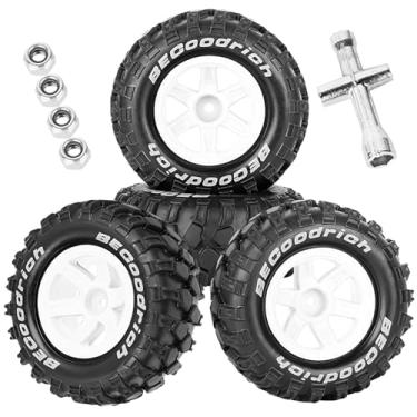 Imagem de RCYouHott RC Off Road Monster Truck TRX E-REVO Summit HPI SAVAGEGT-2XS REDCAT Volcano-16 Wheel Rim Tires Set for 1/12 1/14 1/16 E-REVO MJXRC 16208 16209 16210,Wheels Tires,White