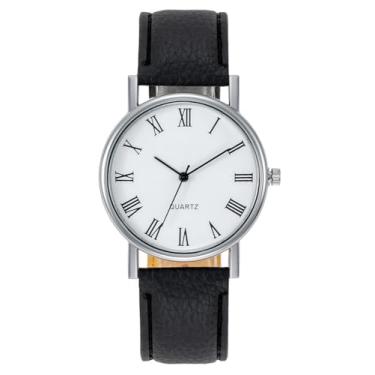 Imagem de Relógios masculinos fashion casual pulseira de couro simples analógico quartzo relógio de pulso para homens, relógio social unissex para qualquer evento, Mostrador branco, Casual