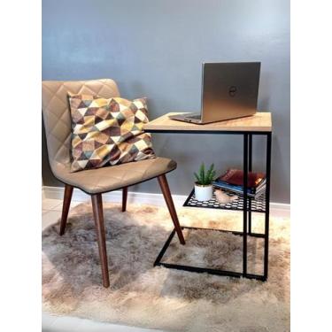 Imagem de Mesa Lato lateral ML67 Estilo Industrial - Casa Quentinha, MDF Nogal S