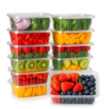 Imagem de Pote Descartável Retangular (750ml) com Tampa para Marmita Fitness de polipropileno resistente c/24 unds