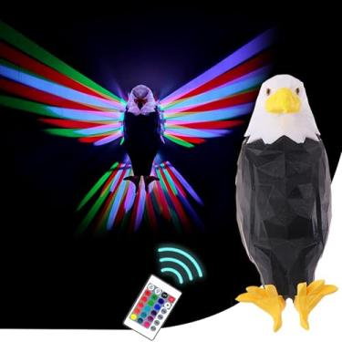 Imagem de Cowenhey Luminária de parede colorida de águia careca 3D, lâmpada noturna com sombra de pássaro águia magnética, carregamento USB, 16 cores, 4 modos de piscar e brilho ajustável, luz de decoração de