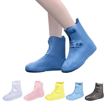 Imagem de Dream Apparel Capas de Chuva Impermeáveis para Mulheres e Homens, Azul Antiderrapante Reutilizável Capas Dobráveis para Sapatos de Chuva Sobre Sapatos Galochas