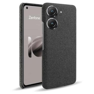 Imagem de Capa para ASUS Zenfone 10,Capa desenhada em lona,Case Protetora Ultrafina com Empunhadura Macia,Design em Tecido Antichoque e Antiarranhões-Black