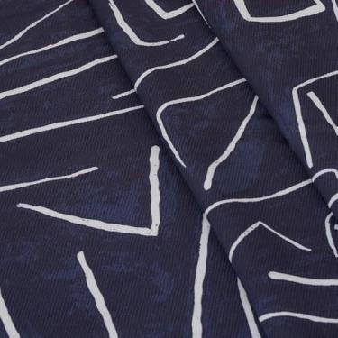 Imagem de Material de tecido de rayon de viscose azul com estampado abstrato do The Yard, 55 polegadas de largura, 1 m, material de tecido de viscose sem costura para vestidos, blusas, saias, roupa de dormir