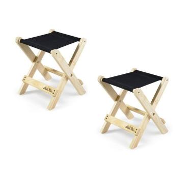 Imagem de Kit 2 Banquetas de Camping Dobrável Preto
