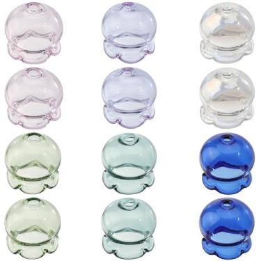 Imagem de SUNNYCLUE 1 caixa, 12 peças, 6 cores, tampas de contas de vidro, contas de flor de trompete, cone, campânula, lírio azul do vale, água-viva, pingentes, sinos de vento, pingentes para fabricação de