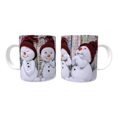 Imagem de Caneca Porcelana Natal Bonecos De Neve - Villa Caneca