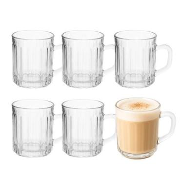 Imagem de Jogo 6 Caneca de Cappuccino Chocolate Quente Chá 300ml de Vidro Em Cas