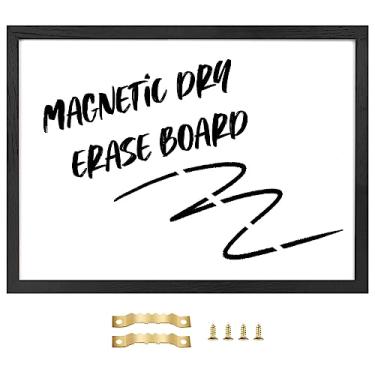 Imagem de TORASO Quadro branco apagável a seco, quadro branco magnético para parede, escritório/escola/casa, tábua suspensa para decoração/planejamento/lista de compras de cozinha/desenho, moldura preta vintage