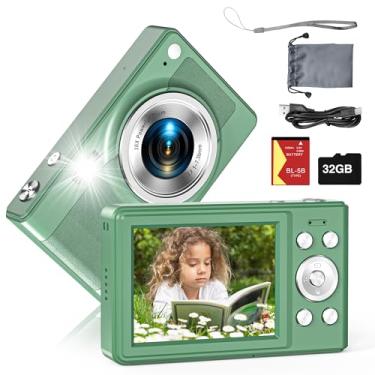 Imagem de Câmera digital atualizada, câmera 56MP FHD 1080p para crianças com zoom de 16x antirtrepidação, câmera infantil com cartão TF de 32 GB, duas baterias, cordão, câmera pequena compacta para crianças,