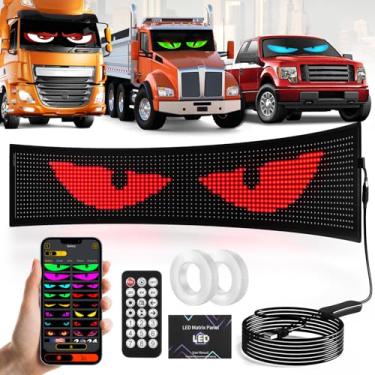 Imagem de Luz LED com olhos de diabo para para-brisa 89,8 x 19,2 cm, olhos de LED programáveis DIY para caminhões, olhos de para-brisa animados, LED, flexível, inteligente, colorida, tela macia para janelas de