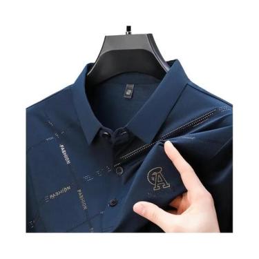 Imagem de Camisa Polo Masculina de Verão - Luxuosa em Seda Gelada, Manga Curta, 
