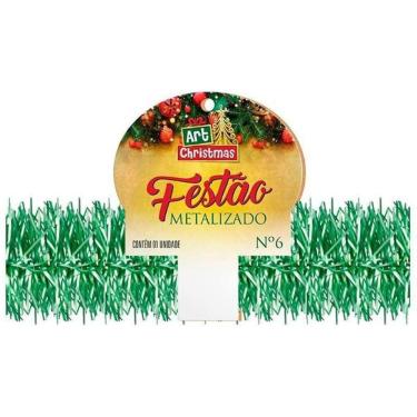 Imagem de Festão Verde Metalizado 6Cmx2M Decoração Natal