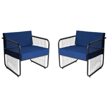 Imagem de Conjunto 2 Poltronas para Sala de Estar Córdova em Aço Carbono e Fibra