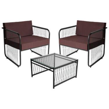 Imagem de Conjunto 2 Poltronas e 1 Mesa de Centro Córdova em Aço Carbono e Fibra