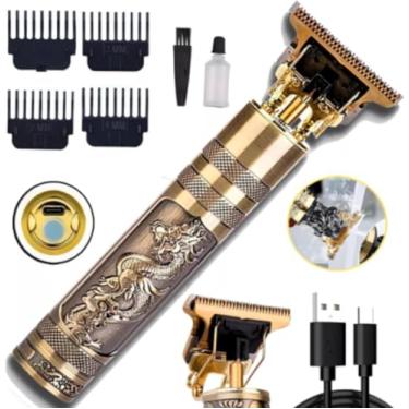 Imagem de Máquina de Cortar Cabelo e Barba Profissional Com Display de LED Mostrador de Bateria Velocidade de Corte e Nível de Oléo Acabamento Pézinho Recarregável 4 Pentes Óleo Escovinha Kit Conjunto Aparador Acabamento