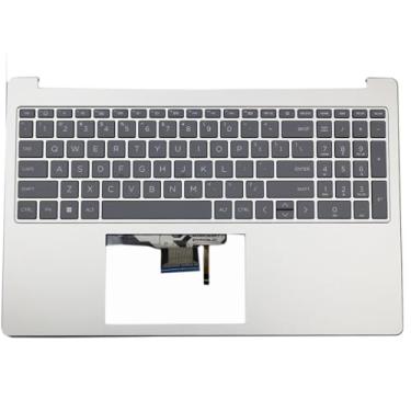 Imagem de HJPMTS Nova capa para notebook com teclado, retroiluminado, tamanho 39.6 cm, prata de substituição para HP 15-FD 15T-FD 15-FC 15Z-FC 15-FC0257NR N36753-001 EA0PD007010
