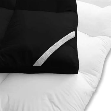 Imagem de Pillow Top Protetor De Colchão Dupla Face 400 Fios Extra Macio Solteiro Casal Queen King(Branco/Preto,Solteiro)