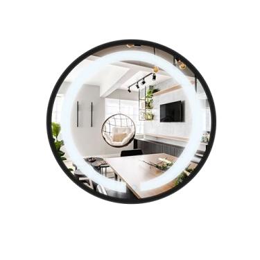 Imagem de Espelho Redondo Decorativo 60cm Iluminado 3 Leds Touch Screen Moldura em Aluminio