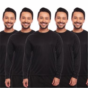 Imagem de Kit 5 Camisetas Masculina Proteção Solar Uv Manga Longa Segunda Pele -
