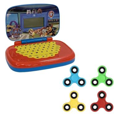 Imagem de Kit Laptop Infantil Educativo Candide Patrulha Canina Bilíngue + 1 Fidget Spinner