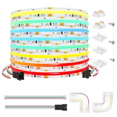 Imagem de LOAMLIN Fita De Led Rgb Cob Smart Ws2811 Ic 5 M, 720 Leds/M 20 Ic/M 12 Mm Largura, Luz Alta Densidade, Cores Vibrantes E Uniformes, Flexível Pcb Branca 24 V (Sem Adaptador Ou Controlador)