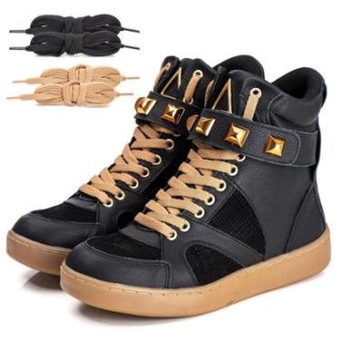 Imagem de Tênis Botinha Feminina Confortável Para Treinos Couro Fitness-Feminino