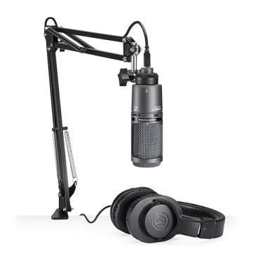Imagem de Kit Microfone Audio Technica AT2020 USB Pack - Fone M20X e Suporte