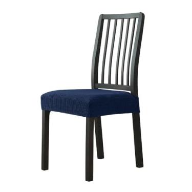 Imagem de Almofada de spandex jacquard para sala de jantar, capa de assento para cadeira sólida sem encosto, protetor de móveis, azul-marinho, 1 peça